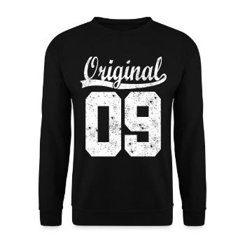 Born 2009 birthday shirt - Unisex Sweatshirt - black - Front - Alina (178cm) & Michal (187cm)
