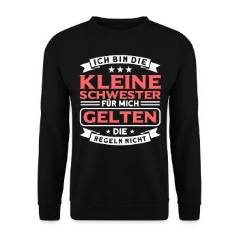 Schwester Kleine Schwester Geschwister Geschenk - Unisex Pullover - Schwarz - Vorne - Alina (178cm) & Michal (187cm)