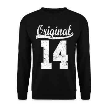2014 geboren Geschenk - Unisex Pullover - Schwarz - Vorne - Alina (178cm) & Michal (187cm)