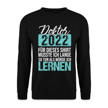 Doktortitel 2022 Doktorhut Promotion Hut Doktor - Unisex Pullover - Schwarz - Vorne - Alina (178cm) & Michal (187cm)