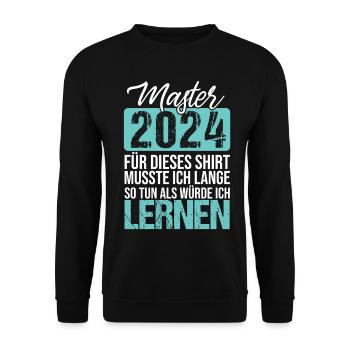 Master 2024 Abschluss Mastertitel Lustiger Spruch - Unisex Pullover - Schwarz - Vorne - Alina (178cm) & Michal (187cm)