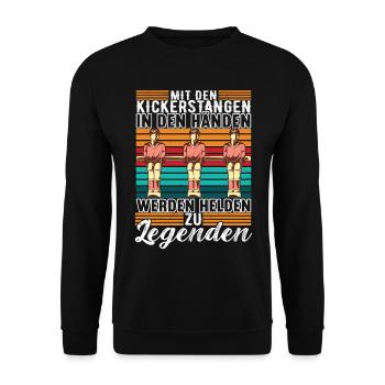 Tischfußball Tischkicker - Unisex Pullover - Schwarz - Vorne - Alina (178cm) & Michal (187cm)