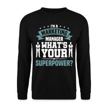 Werbestrategie Marketing Manager Marketing - Unisex Pullover - Schwarz - Vorne - Alina (178cm) & Michal (187cm)