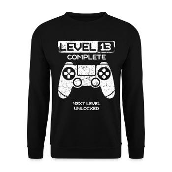 13th birthday 13 years Gamer Level Complete - Unisex Sweatshirt - black - Front - Alina (178cm) & Michal (187cm)