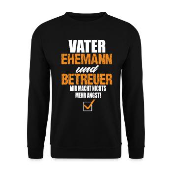 Vater Ehemann und Betreuer - Unisex Pullover - Schwarz - Vorne - Alina (178cm) & Michal (187cm)