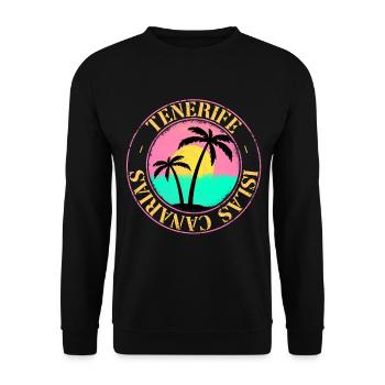 Teneriffa Tenerife Sommer Sonne Strand Meer Palmen - Unisex Pullover - Schwarz - Vorne - Alina (178cm) & Michal (187cm)