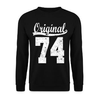 74 born Gift - Unisex Sweatshirt - black - Front - Alina (178cm) & Michal (187cm)