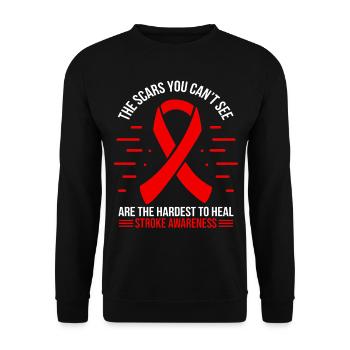 Stroke Survivor Stroke Warrior Red Stroke Ribbon - Unisex Sweatshirt - black - Front - Alina (178cm) & Michal (187cm)