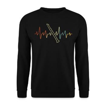 Klarinette Herzschlag Klarinettenspieler Retro - Unisex Pullover - Schwarz - Vorne - Alina (178cm) & Michal (187cm)