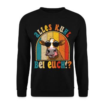 Alles Kuhl bei Euch Kuh Sonnenbrille - Unisex Pullover - Schwarz - Vorne - Alina (178cm) & Michal (187cm)