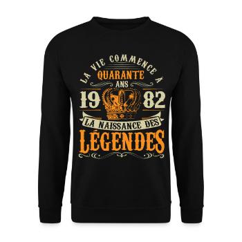 Anniv 40 ans Anniversaire 1982 - Sweat-shirt Unisexe - noir - Devant - Alina (178cm) & Michal (187cm)
