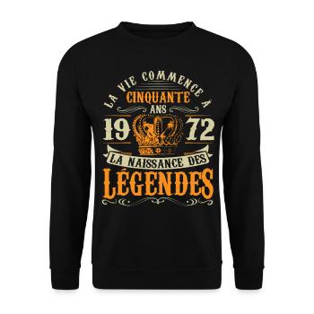 Anniv 50 ans Anniversaire 1972 - Sweat-shirt Unisexe - noir - Devant - Alina (178cm) & Michal (187cm)