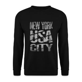 New York City NYC USA America Skyline Font - Unisex Sweatshirt - black - Front - Alina (178cm) & Michal (187cm)
