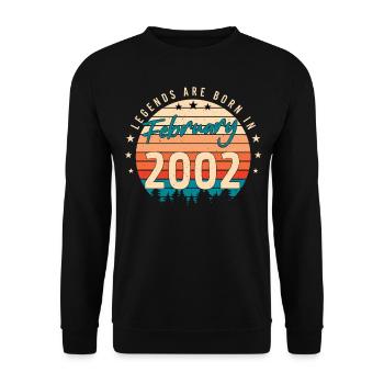 Geschenkidee Vintage Im Februar 2002 - Unisex Pullover - Schwarz - Vorne - Alina (178cm) & Michal (187cm)