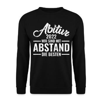 Abi Abitur 2022 Abschluss Geschenk - Unisex Pullover - Schwarz - Vorne - Alina (178cm) & Michal (187cm)