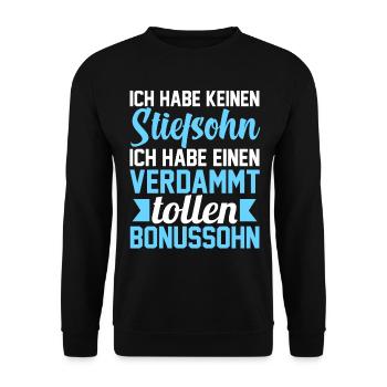 Stiefsohn Bonussohn Stiefmutter Stiefvater - Unisex Pullover - Schwarz - Vorne - Alina (178cm) & Michal (187cm)