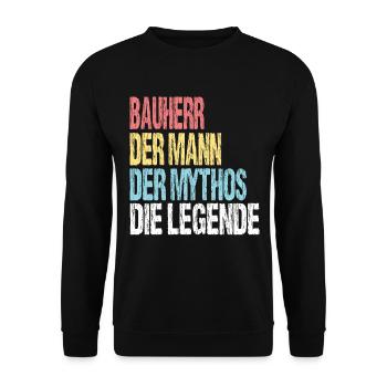Ehemann Papa Bauherr Held - Unisex Pullover - Schwarz - Vorne - Alina (178cm) & Michal (187cm)
