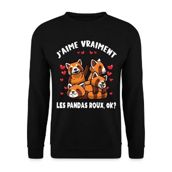 Petit Panda Roux Kawaii - Sweat-shirt Unisexe - noir - Devant - Alina (178cm) & Michal (187cm)