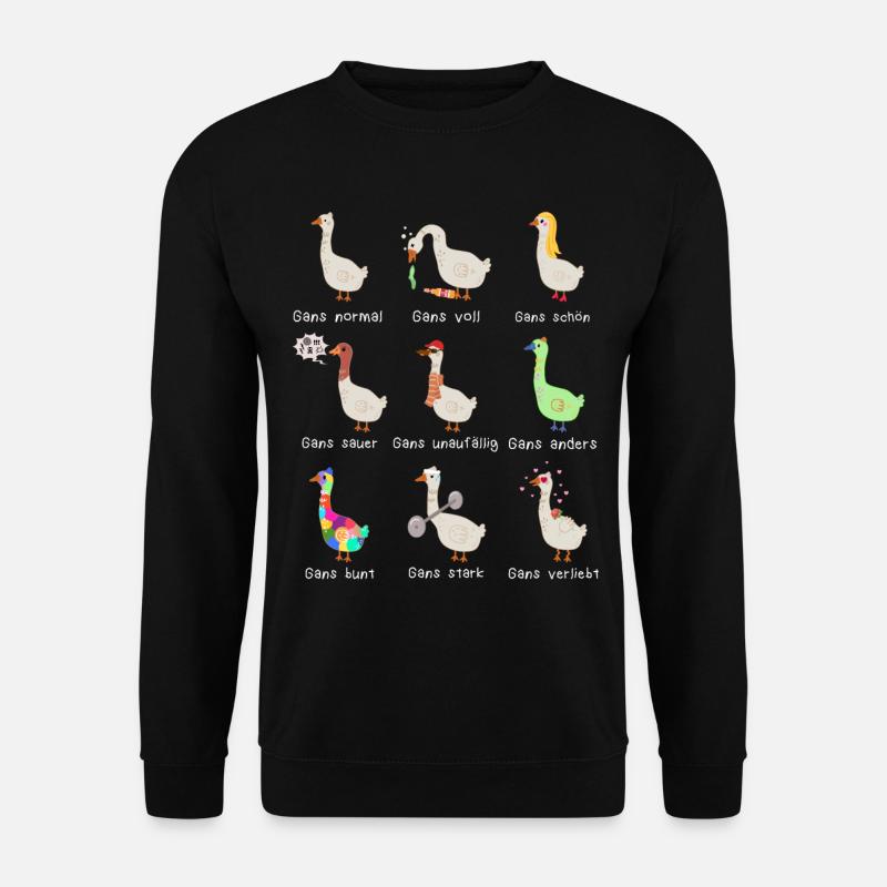 Gans lustige Gänse | Wortspiele und Wortwitze - Unisex Pullover - Schwarz