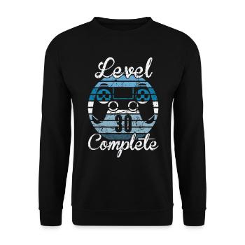 30th Birthday Shirt Gamer Level 30 Complete - Unisex Sweatshirt - black - Front - Alina (178cm) & Michal (187cm)