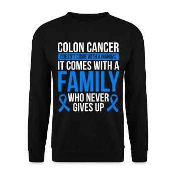 Colon Cancer Awareness Ribbon Colon Cancer Warrior - Unisex Sweatshirt - black - Front - Alina (178cm) & Michal (187cm)