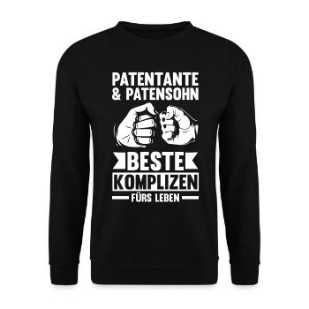 Patenkind Patensohn Täufling Patin Patentante - Unisex Pullover - Schwarz - Vorne - Alina (178cm) & Michal (187cm)
