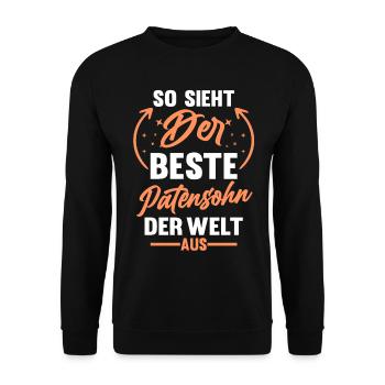 Bester Patenkind Patensohn - Unisex Pullover - Schwarz - Vorne - Alina (178cm) & Michal (187cm)