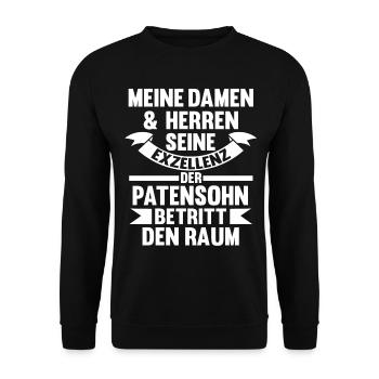 Taufe Patensohn - Unisex Pullover - Schwarz - Vorne - Alina (178cm) & Michal (187cm)