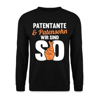 Patentante Patin Taufe Patenkind Patensohn - Unisex Pullover - Schwarz - Vorne - Alina (178cm) & Michal (187cm)