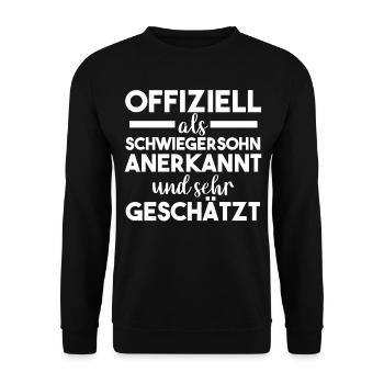 Schwiegersohn - Unisex Pullover - Schwarz - Vorne - Alina (178cm) & Michal (187cm)