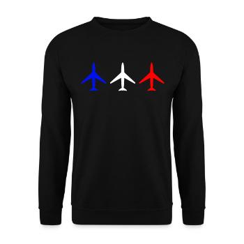 Flugzeug Flugzeuge - Unisex Pullover - Schwarz - Vorne - Alina (178cm) & Michal (187cm)