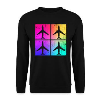 Flugzeug Flugzeugliebhaber buntes Logo - Unisex Pullover - Schwarz - Vorne - Alina (178cm) & Michal (187cm)