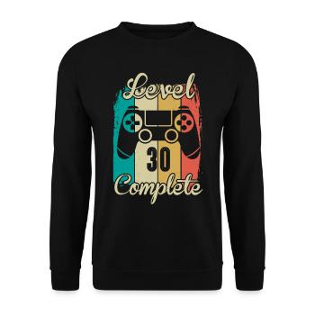 30th Birthday Shirt Gamer Level 30 Complete - Unisex Sweatshirt - black - Front - Alina (178cm) & Michal (187cm)