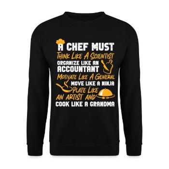 Cuisine Cuisine Chef Un Chef - Sweat-shirt Unisexe - noir - Devant - Alina (178cm) & Michal (187cm)