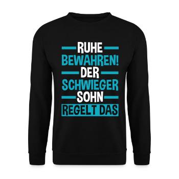 Schwiegersohn - Unisex Pullover - Schwarz - Vorne - Alina (178cm) & Michal (187cm)
