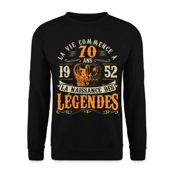 Anniv 70 ans Anniversaire 1952 - Sweat-shirt Unisexe - noir - Devant - Alina (178cm) & Michal (187cm)