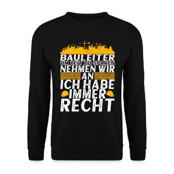 Bauleitung Bauleiter Handwerker - Unisex Pullover - Schwarz - Vorne - Alina (178cm) & Michal (187cm)
