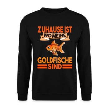 Aquarium Goldfische - Unisex Pullover - Schwarz - Vorne - Alina (178cm) & Michal (187cm)