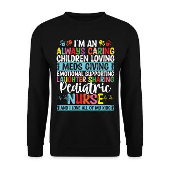 Pediatric Nurse Accessories PEDS Pediatric Nurse - Unisex Sweatshirt - black - Front - Alina (178cm) & Michal (187cm)