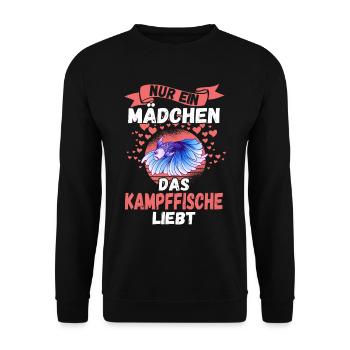 Fische Aquarium Kampffisch - Unisex Pullover - Schwarz - Vorne - Alina (178cm) & Michal (187cm)