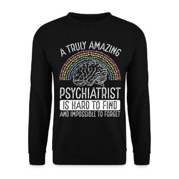Psychiatre Badge Reel Psychiatre Psychologie - Sweat-shirt Unisexe - noir - Devant - Alina (178cm) & Michal (187cm)