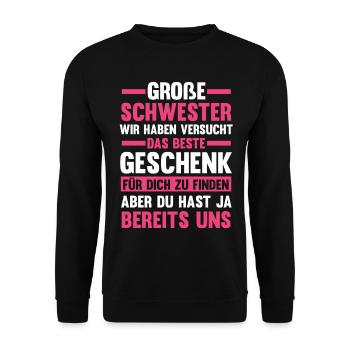 Schwestern Geschwister Schwester - Unisex Pullover - Schwarz - Vorne - Alina (178cm) & Michal (187cm)