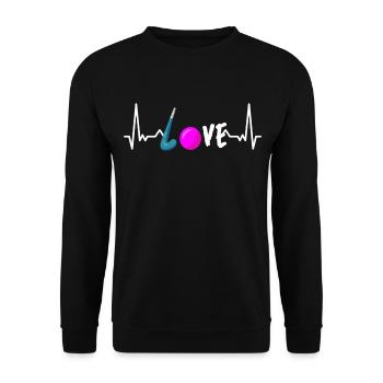 Hockey sur gazon Heartbeat Love pour les joueurs de hockey sur gazon - Sweat-shirt Unisexe - noir - Devant - Alina (178cm) & Michal (187cm)