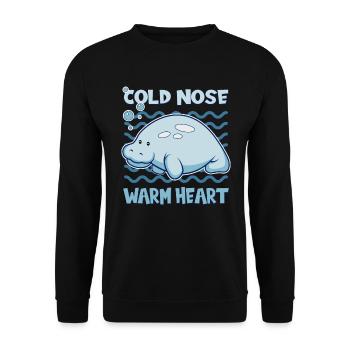 Cold Nose Warm Heart Manatee Seekuh - Unisex Sweatshirt - black - Front - Alina (178cm) & Michal (187cm)