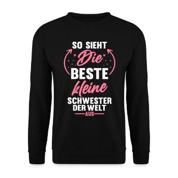 So sieht die beste Kleine Schwester der Welt aus - Unisex Pullover - Schwarz - Vorne - Alina (178cm) & Michal (187cm)