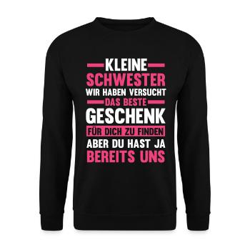 Schwestern Geschwister Schwester - Unisex Pullover - Schwarz - Vorne - Alina (178cm) & Michal (187cm)