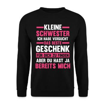 Schwestern Geschwister Schwester - Unisex Pullover - Schwarz - Vorne - Alina (178cm) & Michal (187cm)