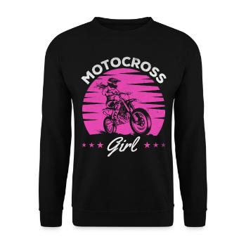 Supercross Girl Dirtbike Girl Enduro Off-Road - Unisex Pullover - Schwarz - Vorne - Alina (178cm) & Michal (187cm)