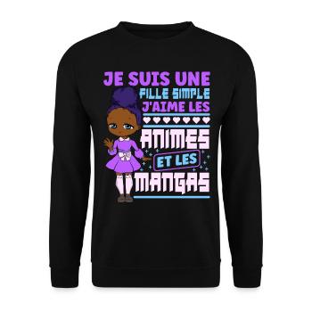Animé Manga Humour Japonais Kawaii Fille - Sweat-shirt Unisexe - noir - Devant - Alina (178cm) & Michal (187cm)