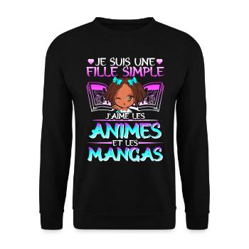 Animé Manga Humour Japonais Kawaii Fille - Sweat-shirt Unisexe - noir - Devant - Alina (178cm) & Michal (187cm)